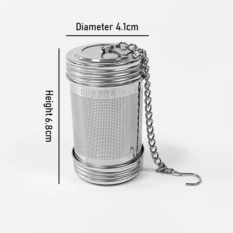 Tea Infuser Fine Mesh Filter Cylindrical 304 Stainless Steel Threaded Connection Teapot Strainer Spice Herb Kitchen Accessories