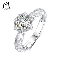 1ct Moissanite Ring D Color for Woman Wedding Jewelry with GRA 925 Sterling Sliver Plated 18k White Gold Wedding Band 1