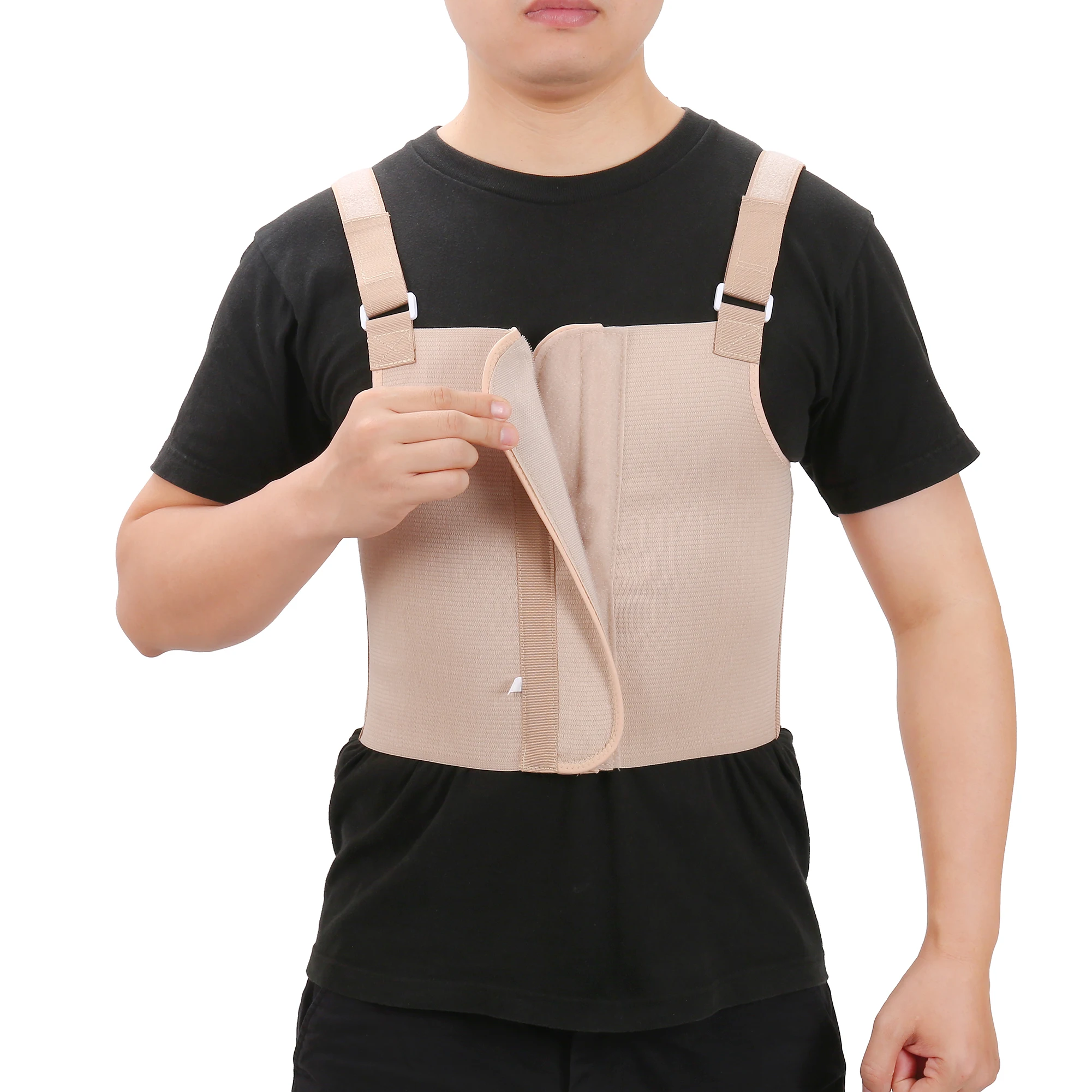 Men Rib Injury Belt Chest Binder, Chest Brace Chest Compression Suppor Rib Bandage Wrap for Sternum Injuries 2