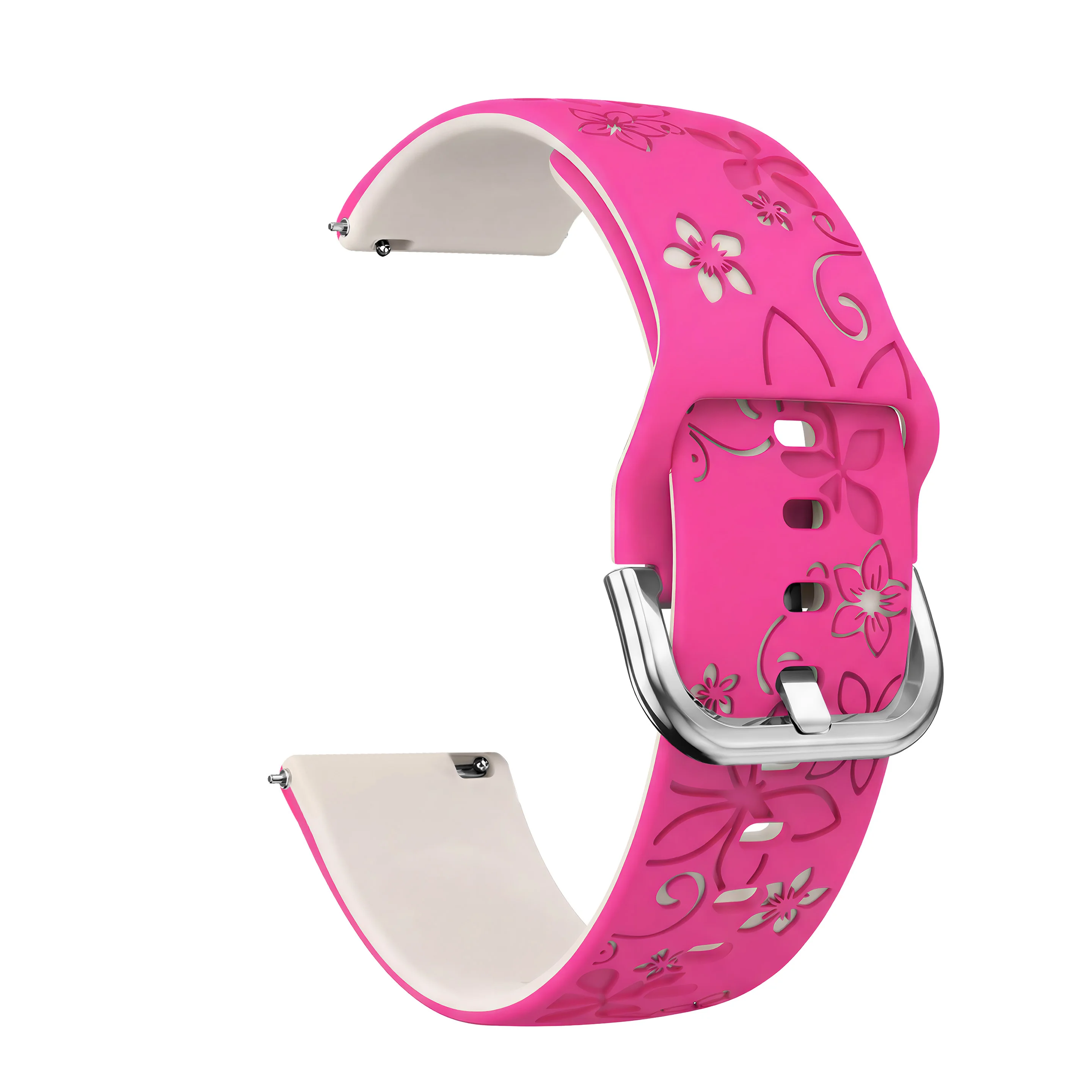 Engraved Breathable 18mm Silicone Watch Strap