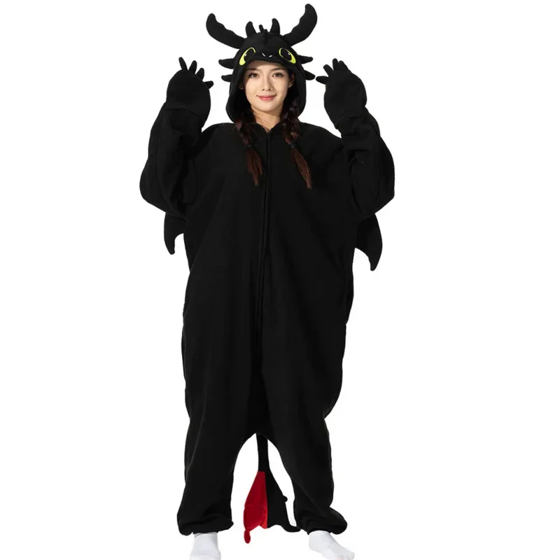 

Black animal Kigurumi adults onesies women men pajamas Halloween costumes cosplay jumpsuit Christmas gift
