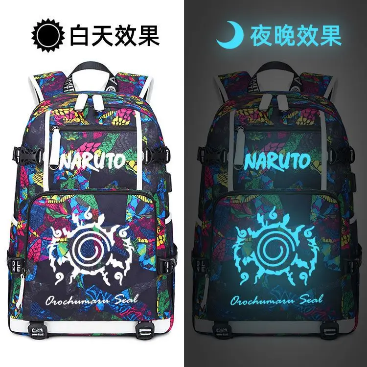 

Naruto Schoolbag Men's Backpack Trendy Luminous Backpack Large Capacity Shoulders Outdoor Bag Beautiful Fashion Accessories