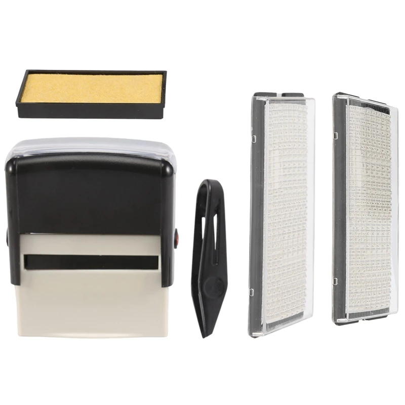 

Self Inking Stamp Set Custom Personalised DIY Business Name Number Address Printing Rubber Stamp With Tweezers Kit