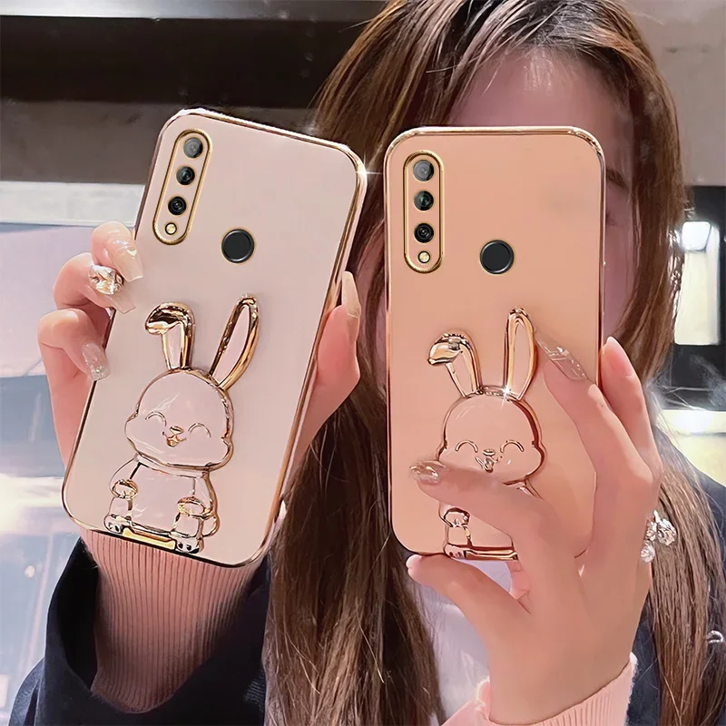 토끼 우주 비행사 휴대폰 케이스, 화웨이 Y9 프라임 2019 Y9S P30 라이트 P20 프로 P40 P50, 화웨이 메이트 20 프로 Y6P Y8P Y9A 스탠드 커버