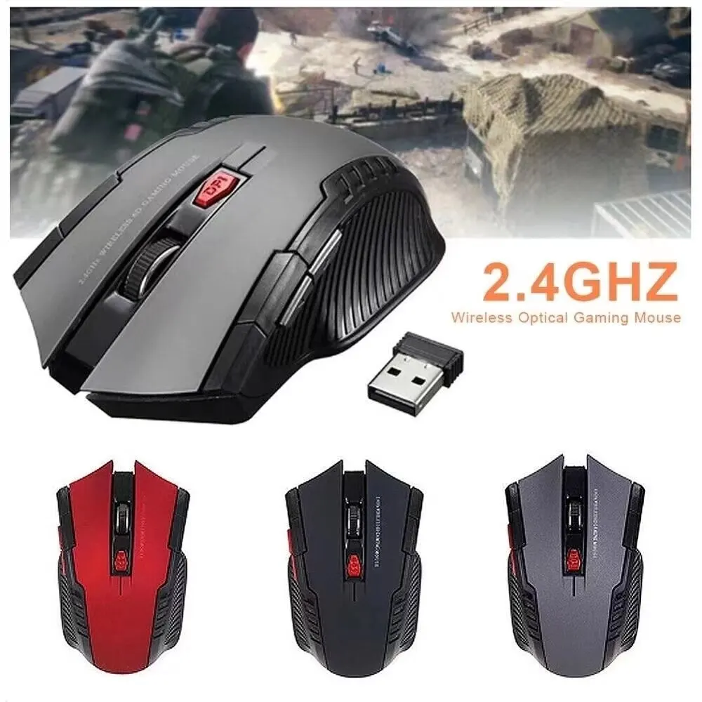 Ratón Inalámbrico óptico De 1600 DPI - Color Rojo, Con Receptor USB, Ideal Para Ordenador Y Portátil