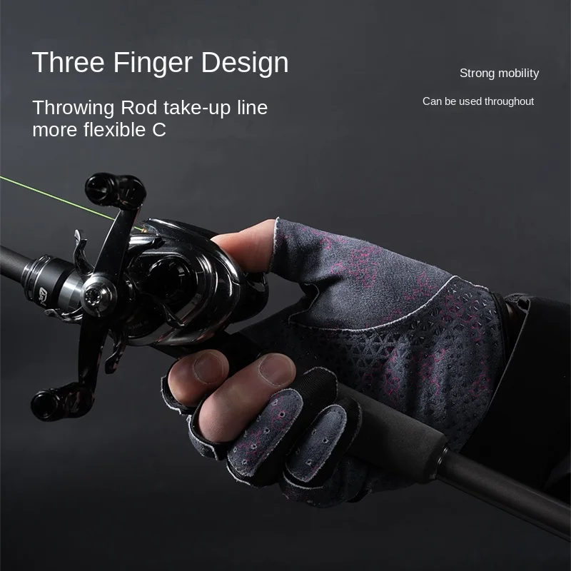 Fishing Gloves Cut Resistant Gloves Anti-cutting Anti-Slip Three-finger Gloves for Fishing Tool Spinning Reel