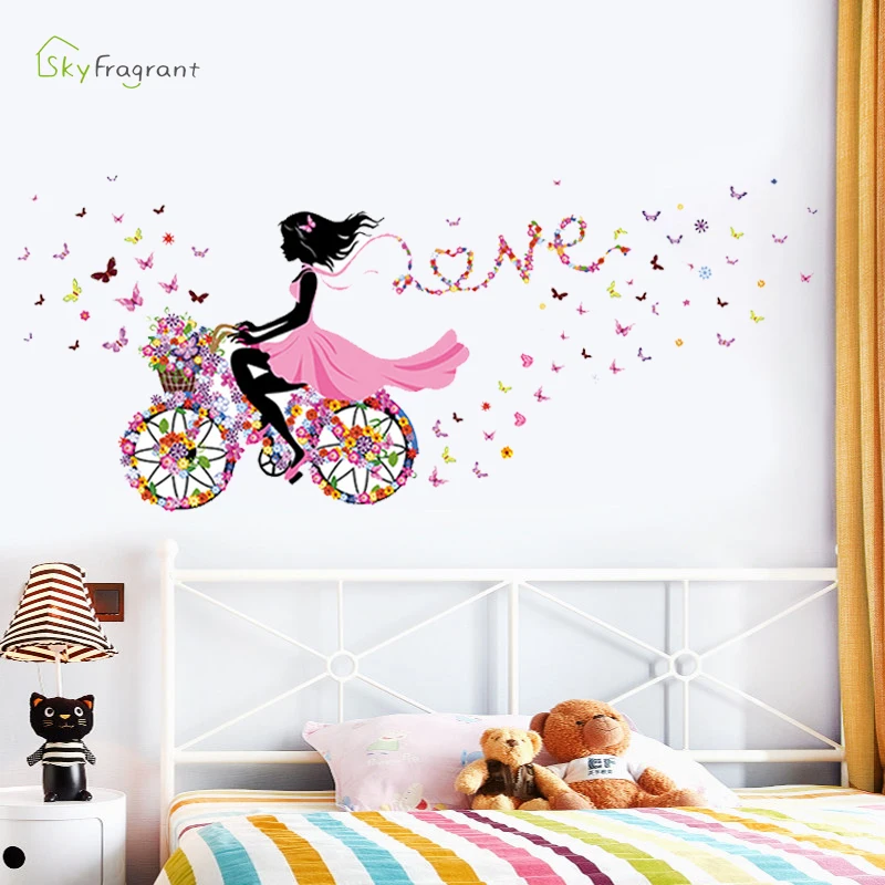 Creative Flower Fairy Wall Stickers For Living Rooms Kids Room Girl Bedroom Wall Decals Home Decor Self-adhesive Vinyl Stricker wall stickers,wall sticker