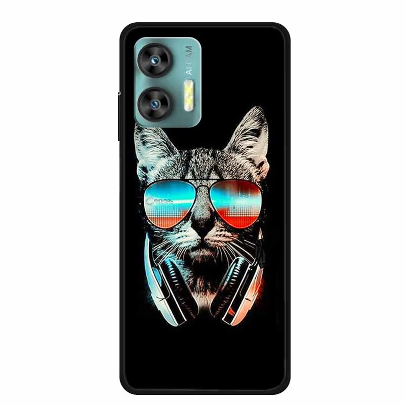 Black Cool Cat Silicone Soft TPU Shockproof Phone Case