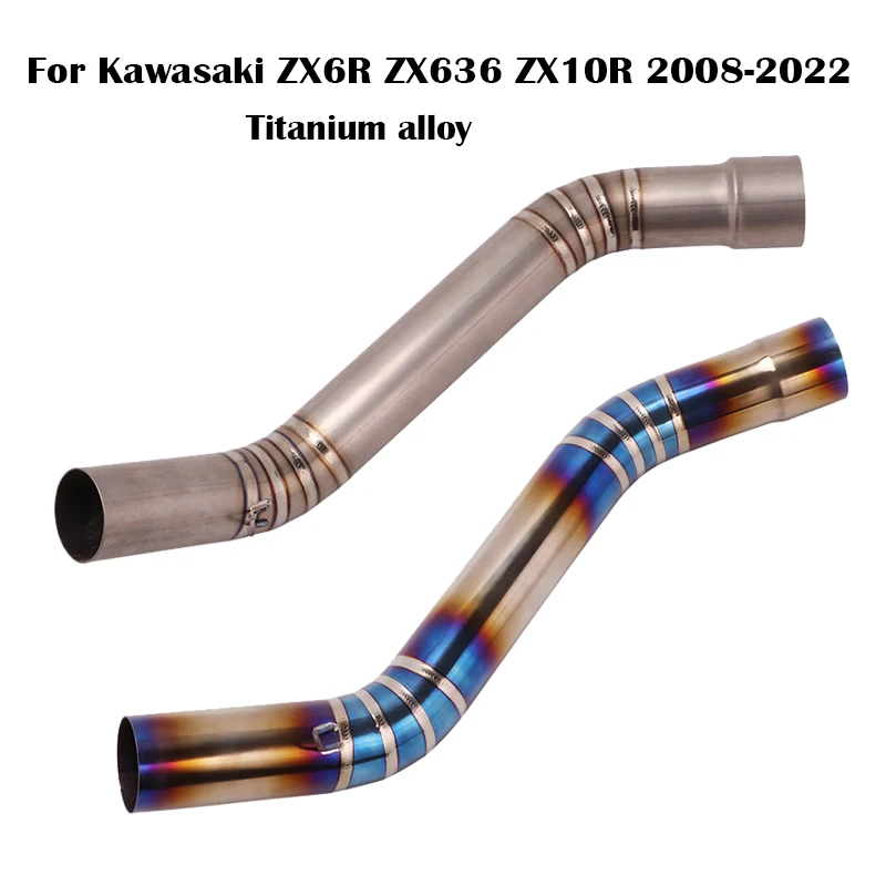 

For Kawasaki Ninja ZX6R ZX636 2009-2022 51mm Titanium Alloy Motorcycle Exhaust System Mid Middle Connect Link Pipe Slip On