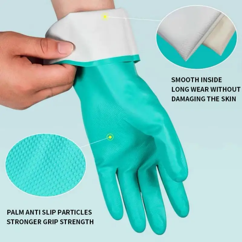 Nitrile Gloves Protective Gloves Cleaning Gloves Safety Gloves Thick Chemical Acid Resistant Waterproof Long Sleeve Painting Washing Kitchen Home Garden Latex Free