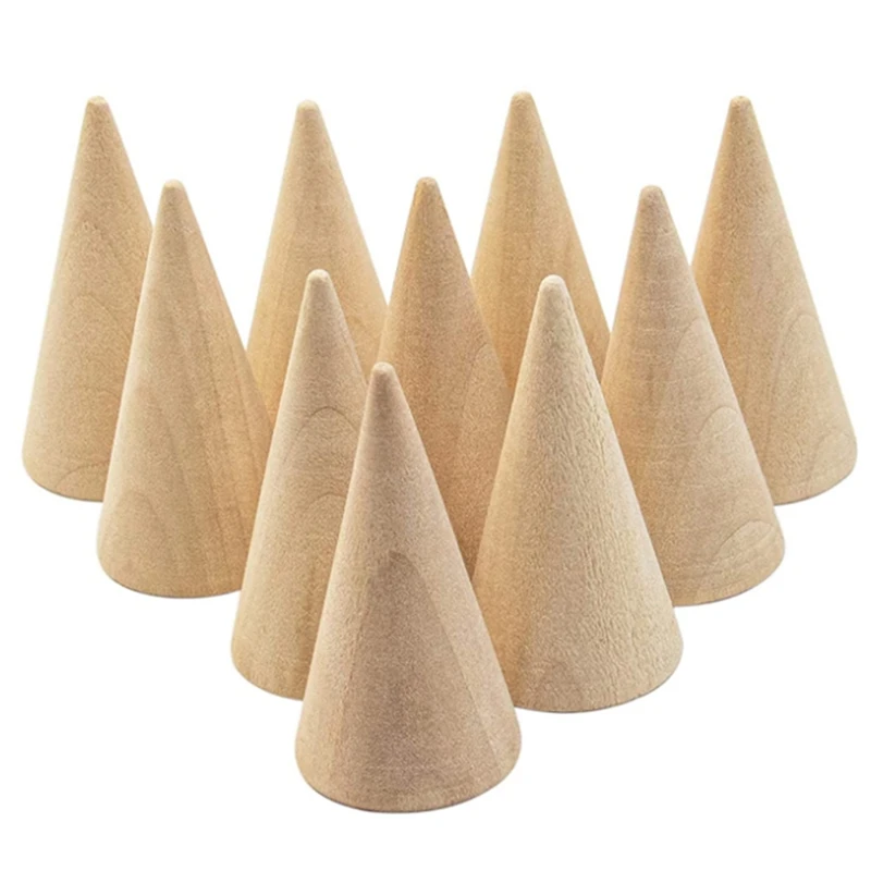 

Jewelry Display, Ring Display, Unfinished Small Wooden Tapered Ring Jewelry Bracelet Display Rack Storage Bag(10 PCS)