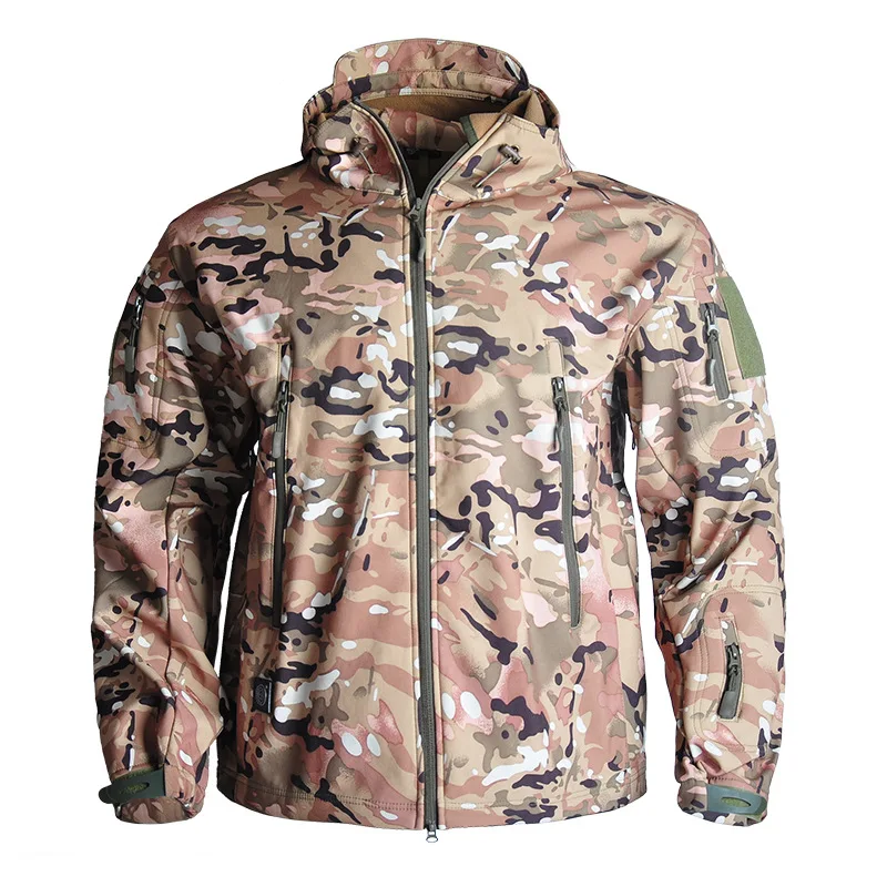 TOutdoor Assault Suit Camouflage Tactical Jacket Coat Winter Outdoor Shark Skin Softshell Windbreaker Waterproof Hunting Overall