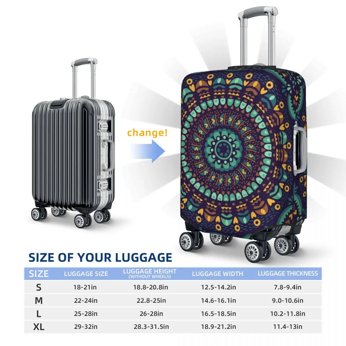 Hand Painted Graffiti Bohemia Luggage Cover Suitcase Protector Travel  Luggage Cover Carry on Luggage Cover Washable Baggage Covers for Suitcase  Fit