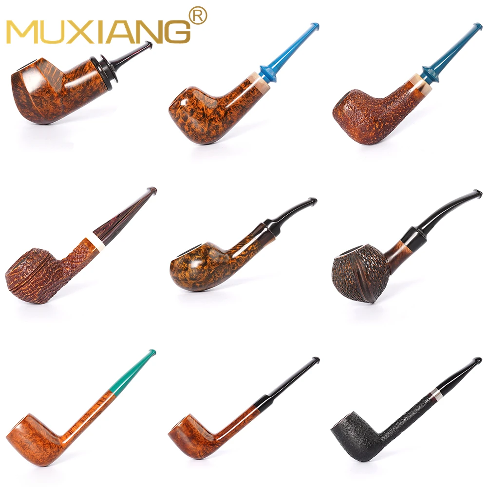 MUXIANG 수제 브라이어 담배 파이프, 다채로운 컴벌랜드 파이프 마우스피스, 프리스타일 파이프, 흡연자를 위한 아버지날 선물