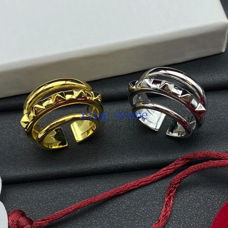 2024 Fashion New Classic Round Double Layer Geometric Women's Ring