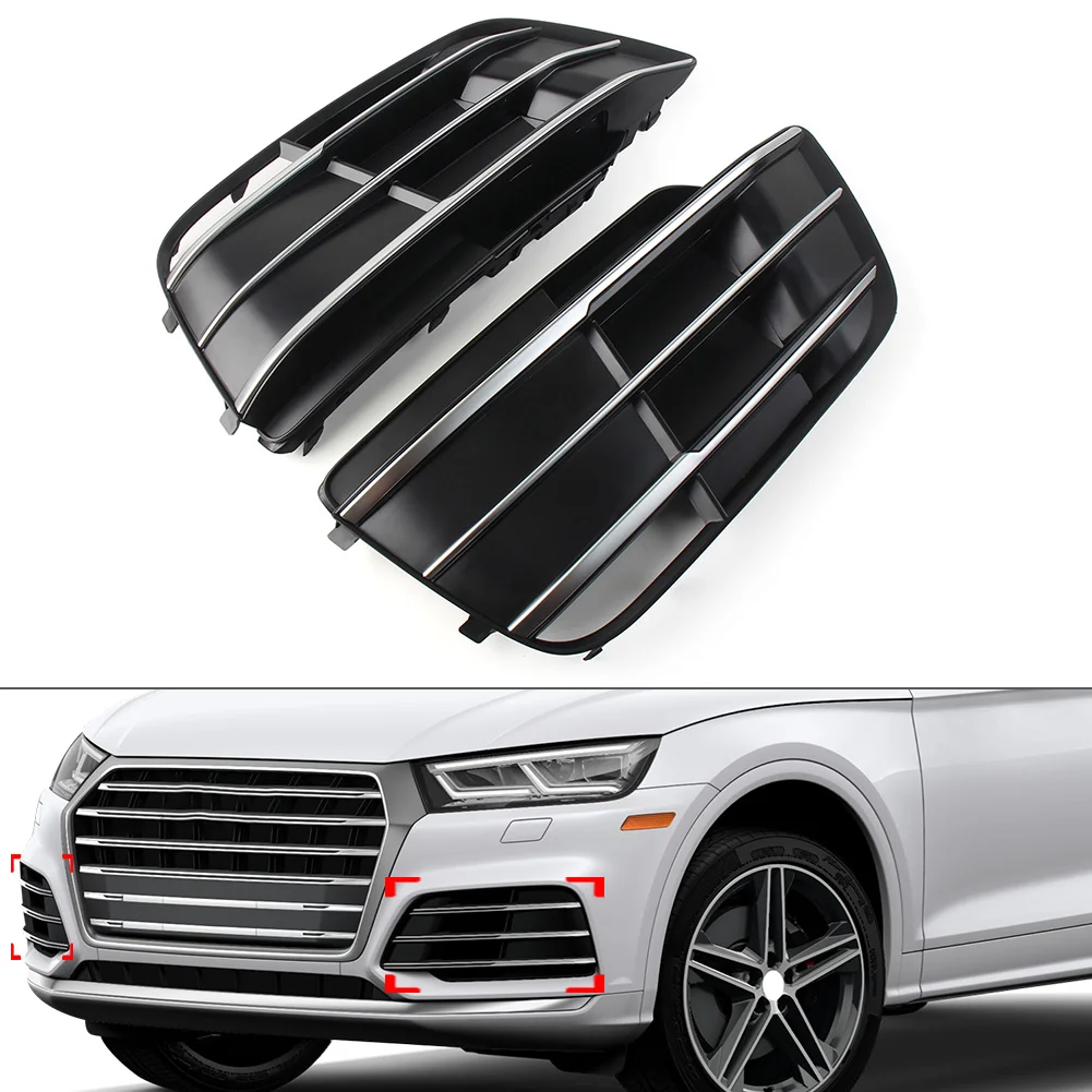 

2Pcs Car Front Bumper Fog Light Grille Grill Cover Replacement For Audi Q5 S-line SQ5 2018 2019 2020 2021 2022