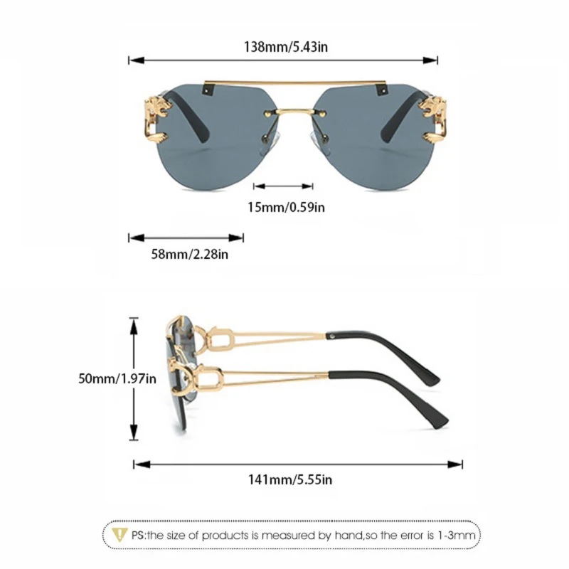 Luxury Rimless Vintage Oversized Women's Sunglasses