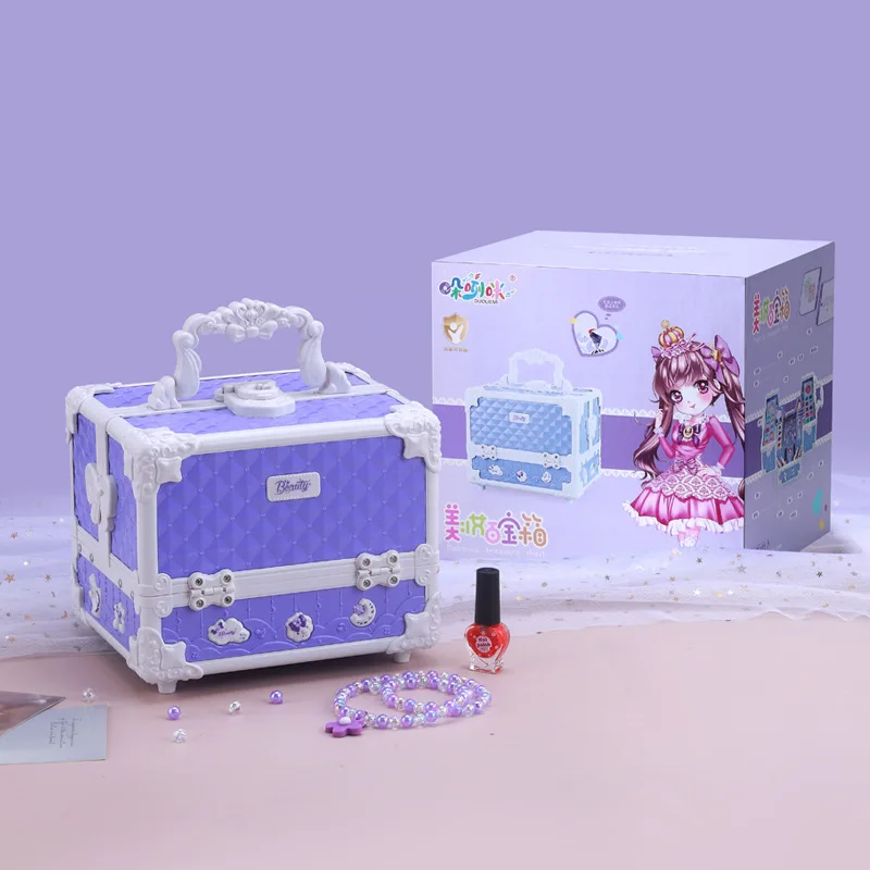 Kids Cosmetics Toy Set Washable Girl Makeup Toy Game Set Princess Christmas And New Year Gift Lipstick Eye Shadow Makeup Box Set 4