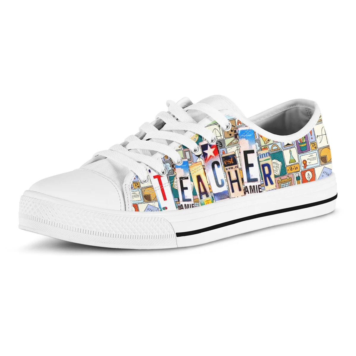 License Plate Teacher Print Women's Shoes Low-top Canvas Shoes New Shoes Summer Casual Breathable Thin Board Shoes