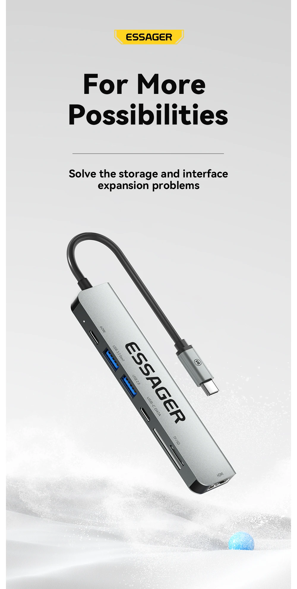 divisor de Alta Velocidade 5Gbps para PC USB 3.2 Gen1 2.0 Portas