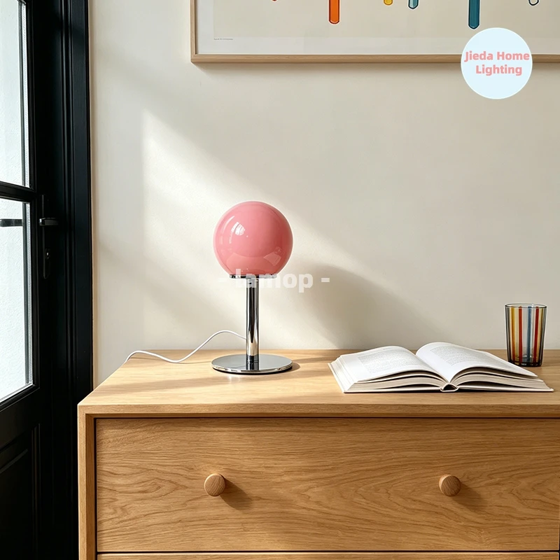 Vibrant Orange Star Orb Glass Table Lamp - Italian Geometric Design, Adjustable Color Temperature Bedside & Living Decor