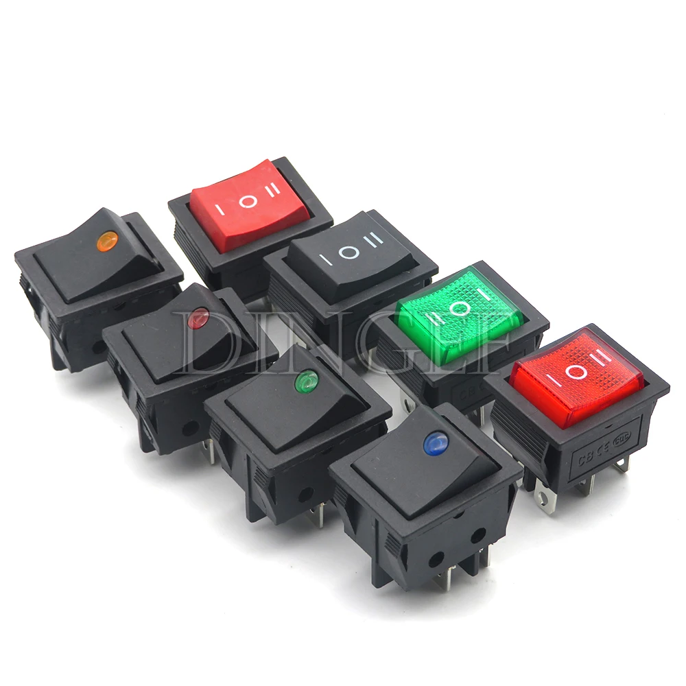 1PCS 220V LED 로커 스위치 버튼 16A 30A 250VAC 20A 로커 스위치 KCD4 4PIN 6PIN 2/3 위치 ON-OFF 미니 라이트 캣아이 포함