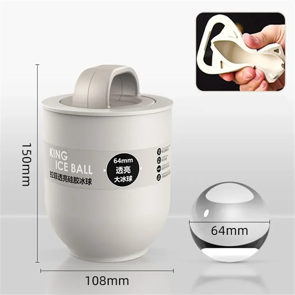 Clear Whiskey Large Ice Ball Mould Crystal Clear No Bubbles Food Grade Silicone Sphere Ice Mold Bar Party Household Kitchen Tool