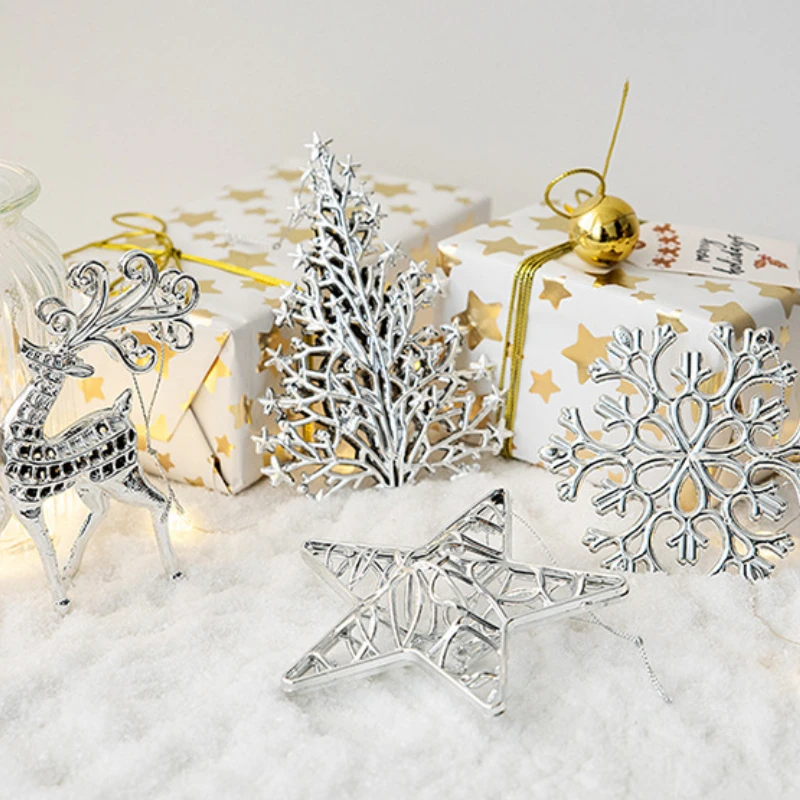 Christmas Pendants Stars Deer/Snowflake/Angel for Xmas Tree Hanging DIY Crafts Kids Gift Ornament Christmas Party Decorations