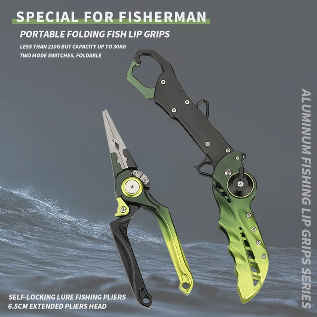 TUNALA Aluminium Fishing Pliers Grips Set High Quality Green Black  Self-Locking Line Scissors Folding Fishing Equipments Tools - AliExpress