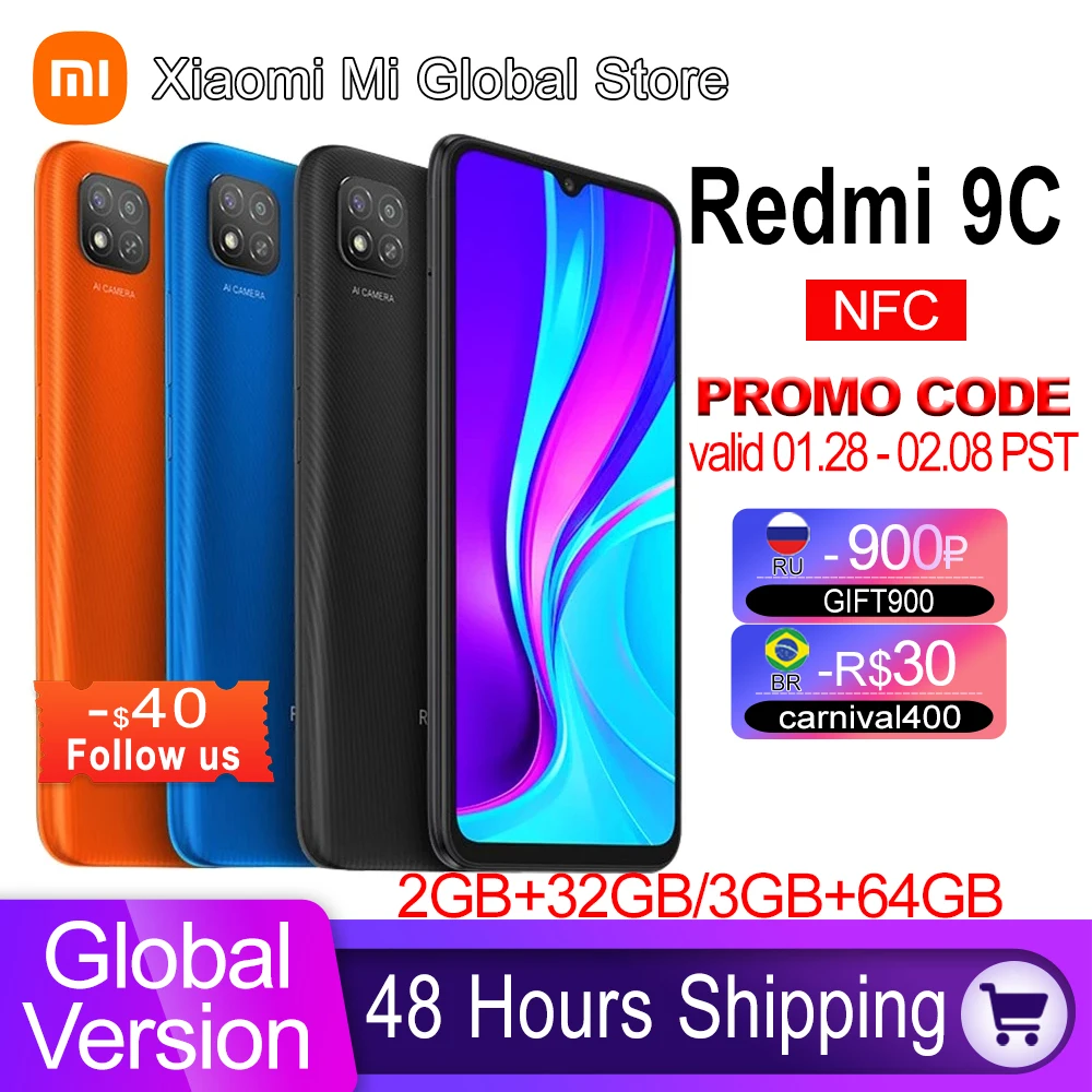 Смартфон Xiaomi Redmi 9C 3 ГБ ОЗУ 64 Гб ПЗУ MTK Helio G35 дисплей Waterdrop 6 53 дюйма аккумулятор 5000