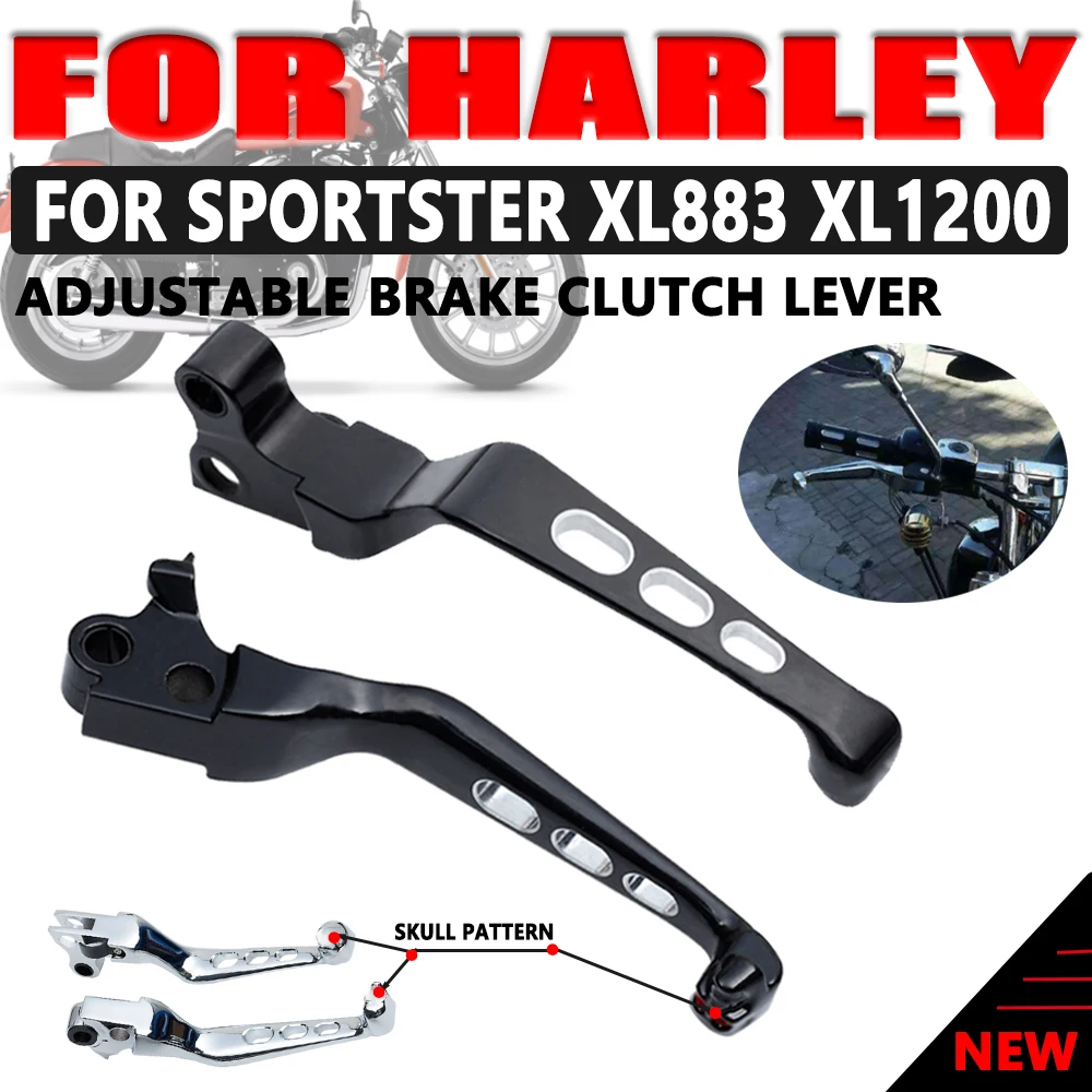 Black Skull Clutch Brake Levers For Harley FXSTB Sportster 1200 FXDL Dyna Low Rider 