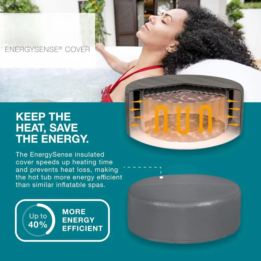 71" x 26" Inflatable Hot Tub Round Portable Outdoor Spa with 120 AirJets and EnergySense Energy Saving Cover