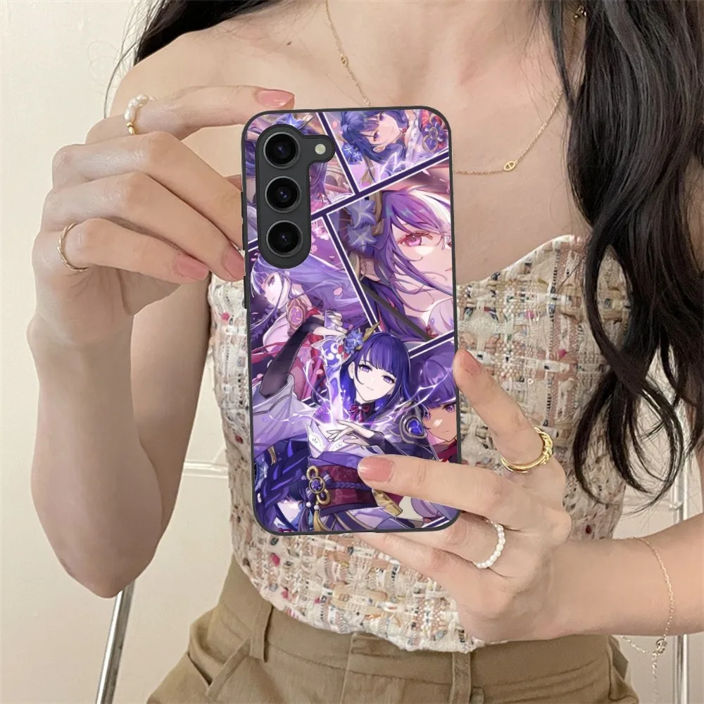 Genshin Impact Raiden Mobile Phone Case For Samsung Galaxy S24 S23 S22 S21 S20 S10 S9 Plus Fe Ultra Lite Black Cover Funda