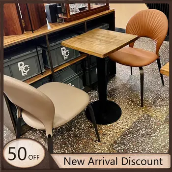 Lounge Nordic Dining Chairs Modern Metal Comfortable Minimalist Dining Chairs Lounge Leather Silla Comedor Kitchen Furniture