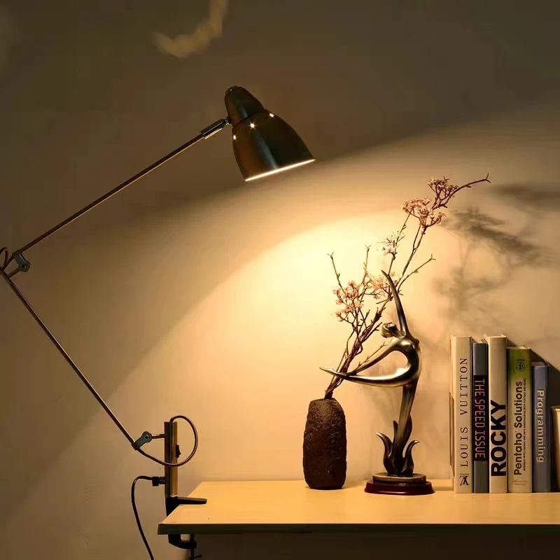 

Creative Long Arm Folding Business Metal Desk Lamp Work Office Learning Reading Bedside Bedroom Study LED Table Lamp