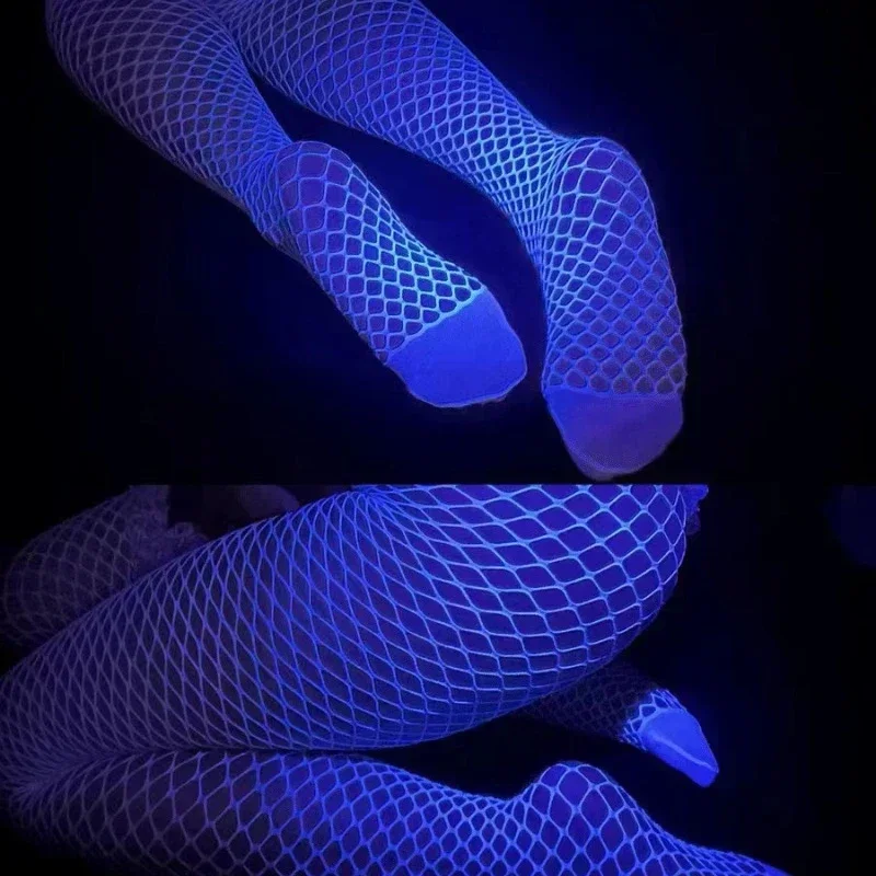 Night Fluorescent Women's Long Socks Fishnet Body Stockings Curve Lingerie Mesh Fabric High Waist Sex Tights Sexy Bodysuits - Image 6