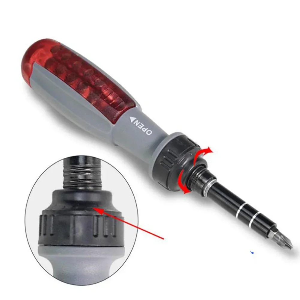 11 in 1 Ratchet Screwdriver Set Telescopic Screwdriver Two-way ABS Handle Adjustment Forward Reverse Multifunctional Bits Driver