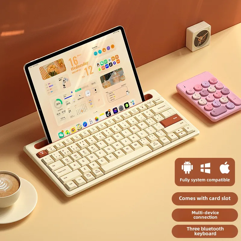Wireless bluetooth keyboard with card slot high value light and portable girls office tablet keyboard