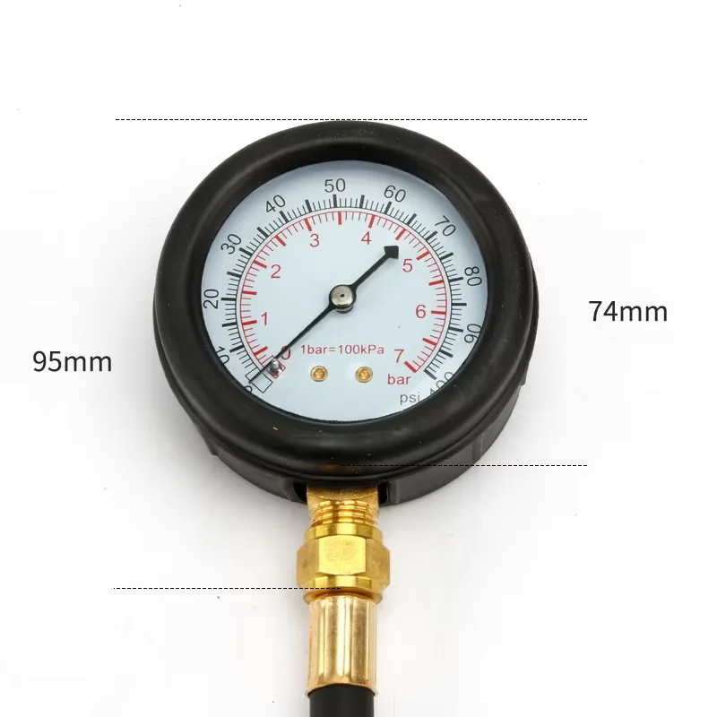 9Pcs Automotive Kraftstoff Manometer Druck Testing Tool 0-100psi Auto Diagnose Werkzeug Auto Detektor – Detail 4
