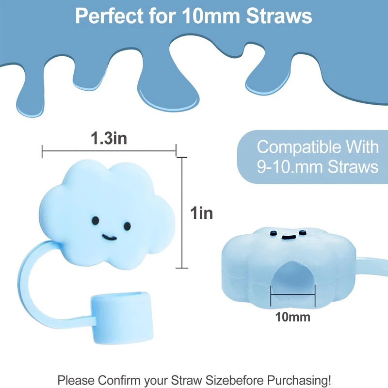 Silicone Straw Covers 1pcs Cloud Silicone Straw Covers For Stanley Cup Cute Silicone Cloud Shape Drinking Dust Cap Straw Tips Cover Cup Accessories