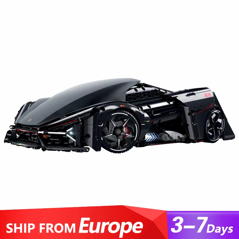 Technisches Schwarz-Rennwagen Modellbau Set für Kinder und Erwachsene