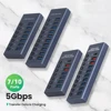 AIXXCO 7/10 Ports USB 3.0 Hub Multi USB Splitter with Switch Power Adapter Multiple Expander for Laptop Accessories MacBook 1