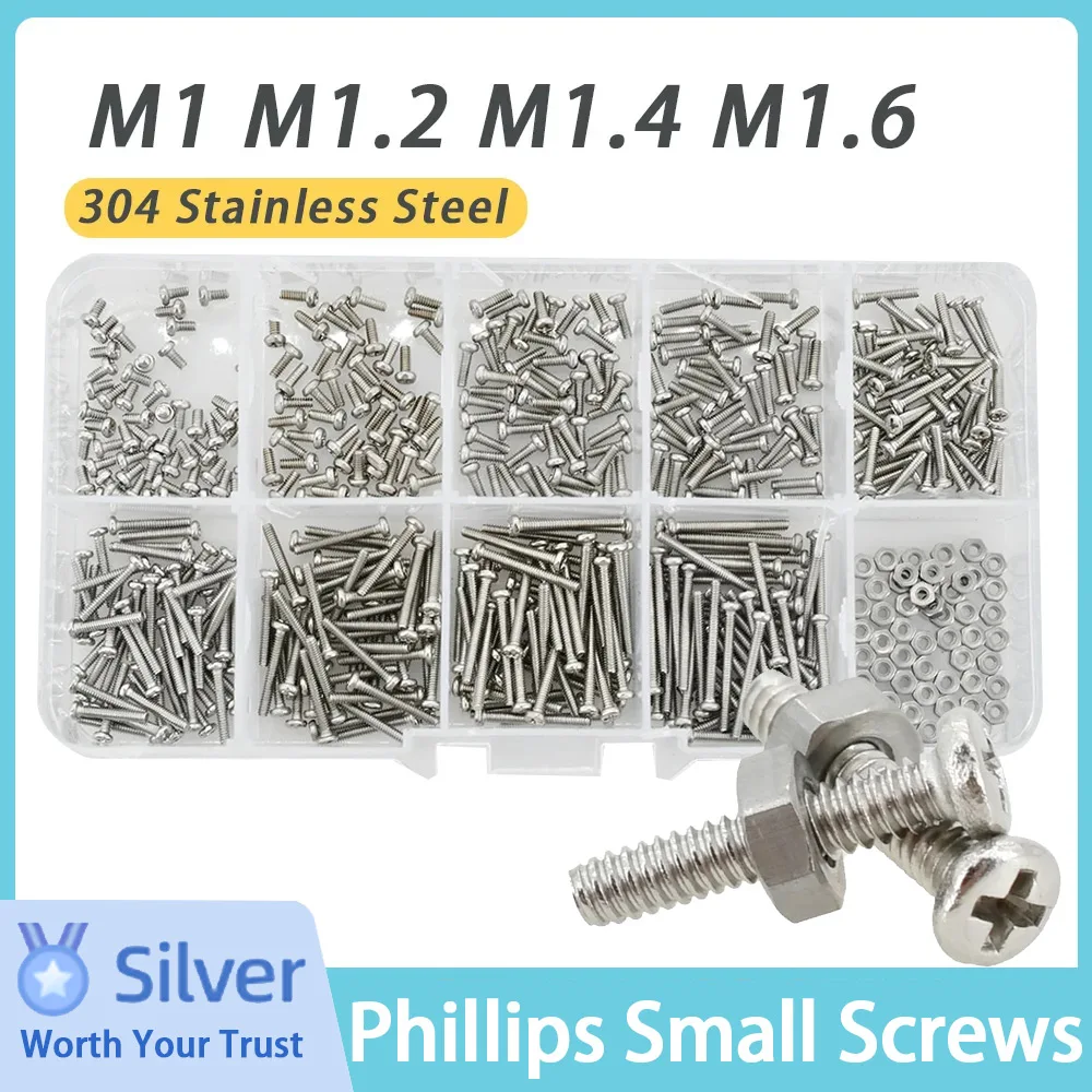 350 roestvrijstalen platkopschroeven, M2, M3, M4, zelftappende