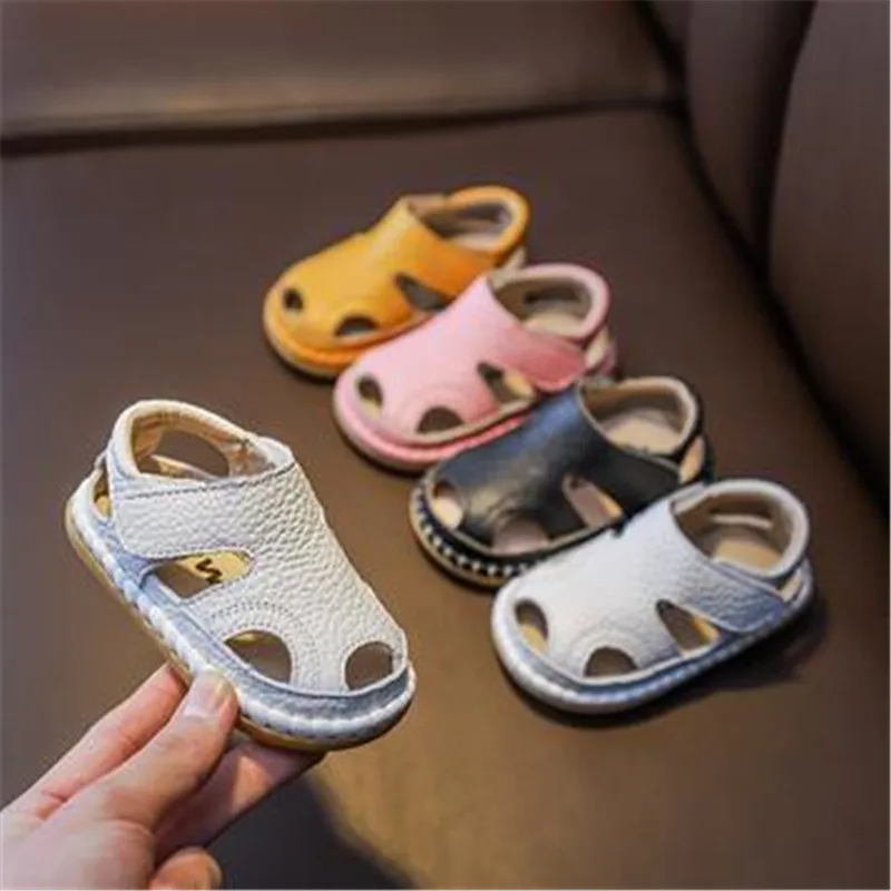 

Summer Infant Sandals Baby Girls Boys Anti-collision Toddler Shoes Soft Bottom Genuine Leather Kids Children Beach Sandals