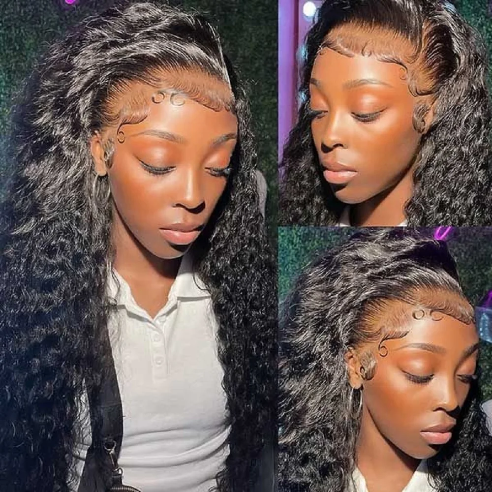 32인치 워터 웨이브 레이스 프론트 가발 인모 13x4 딥 파트 곱슬 가발 여성용 200 밀도 워터 웨이브 프론탈 가발