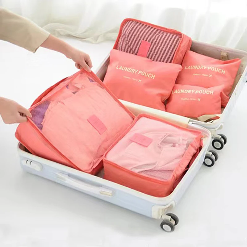 

6pcs Waterproof Travel Storage Bag Suitcase Packing Set Portable Luggage Organizer Clothes Underwear Shoe TidyPouch Organizador