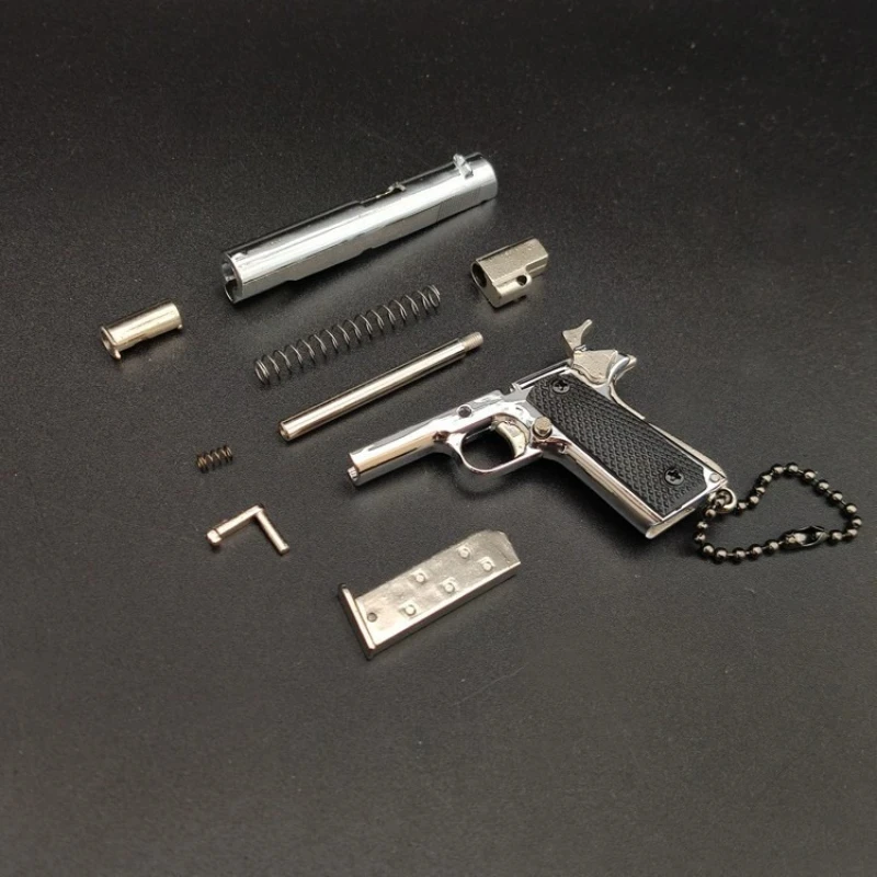 2026 New Mini 1911 Full Metal Gun Model Toy Keychain Pendant 1:3 Scale Removable Decompression Gadget Men's Gift Desk Decoration