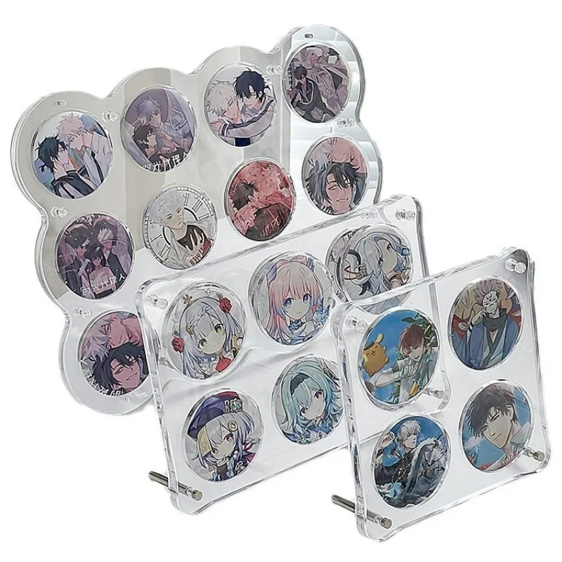 58mm/75mm Hanging Acrylic Badge Display Stand Transparent Desktop Badge Protective Cover Peripheral Stand Storage Box Card Brick