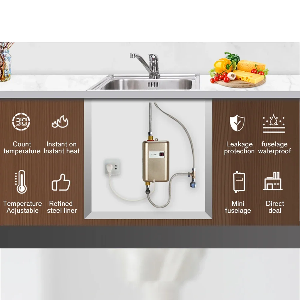 Description Picture 5 of itemElectric Instantaneous Tankless Water Heater, Under Sink Water Heater for Kitchen Bathroom Washing