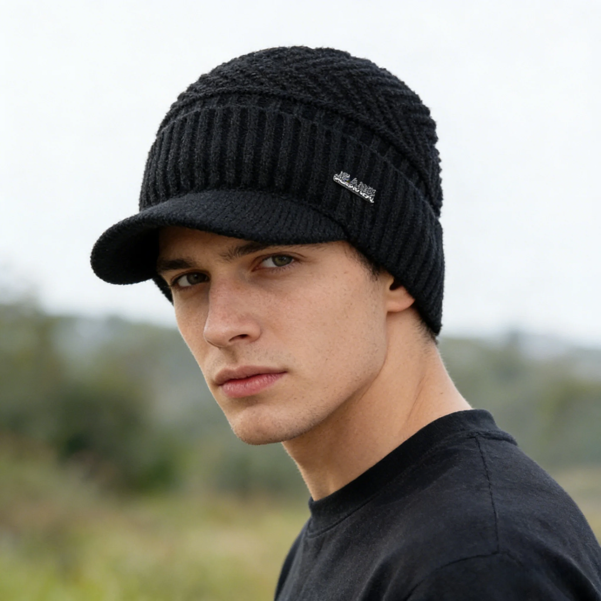 Unisex Warm Winter Hats Stylish Add Fur Lined Soft Beanie Cap With Brim Thick Winter Knitted Hats For Men & Women Dropshipping